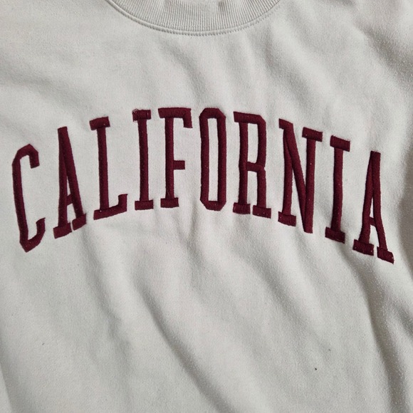 Reflex California Crewneck Sweatshirt‎ Cream Maroon College Style Size M - Picture 2 of 9